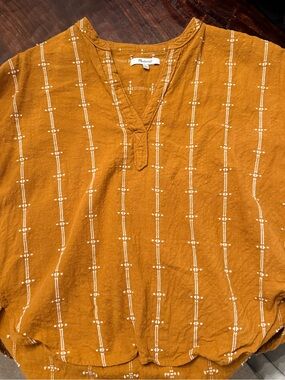 Madewell Women’s Mustard Striped Cotton Shirt